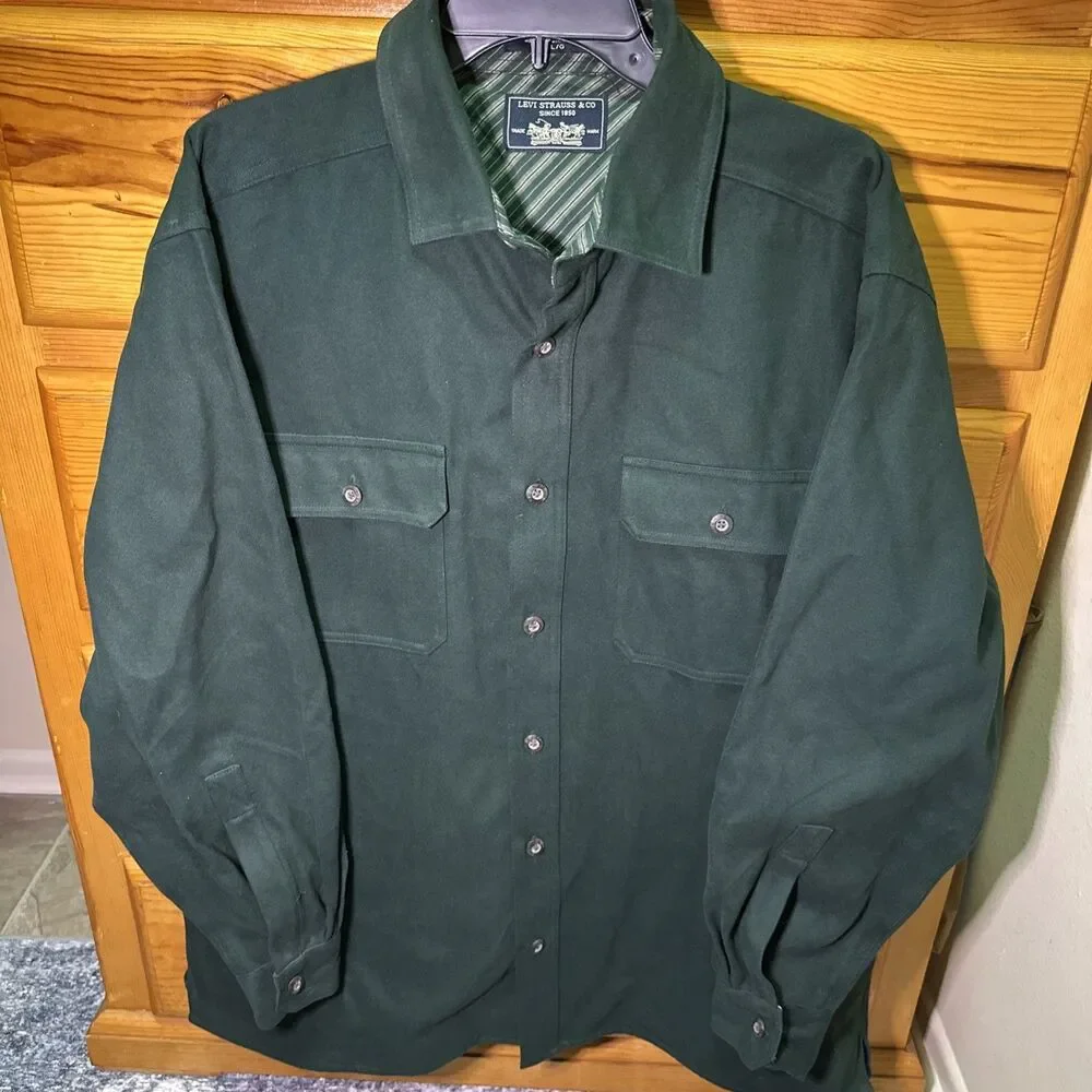 Levi’s Mens Hunter Green Size Large Cotton Utility Shirt Brand New